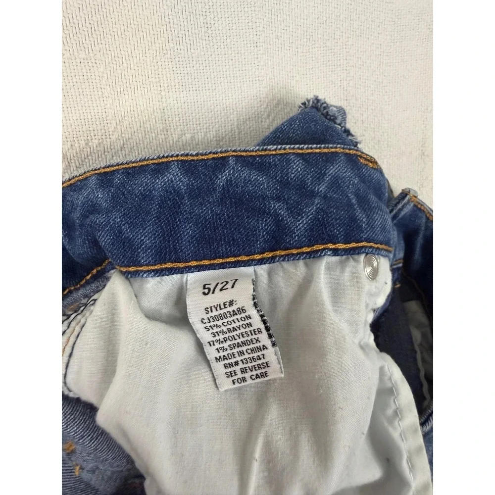 Celebrity Pink Blue Denim Rolled Cuff Shorts Size 5/27 CJ30803A86 Mid Rise